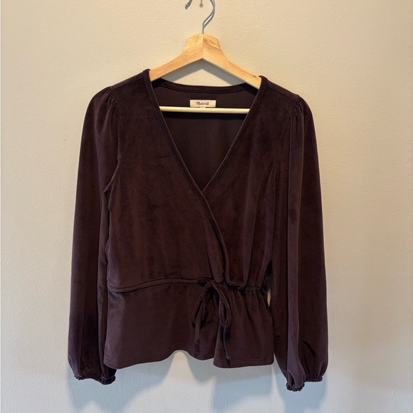 Madewell Corduroy Tie-Front Faux-Wrap Top - Picture 5 of 13